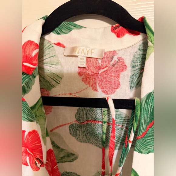 WAYF Tropical Leaf and Floral Print Wrap Shirt - Picture 4 of 4